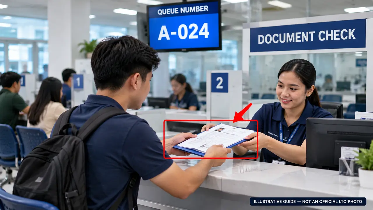 Illustrative LTO office counter where an applicant submits documents